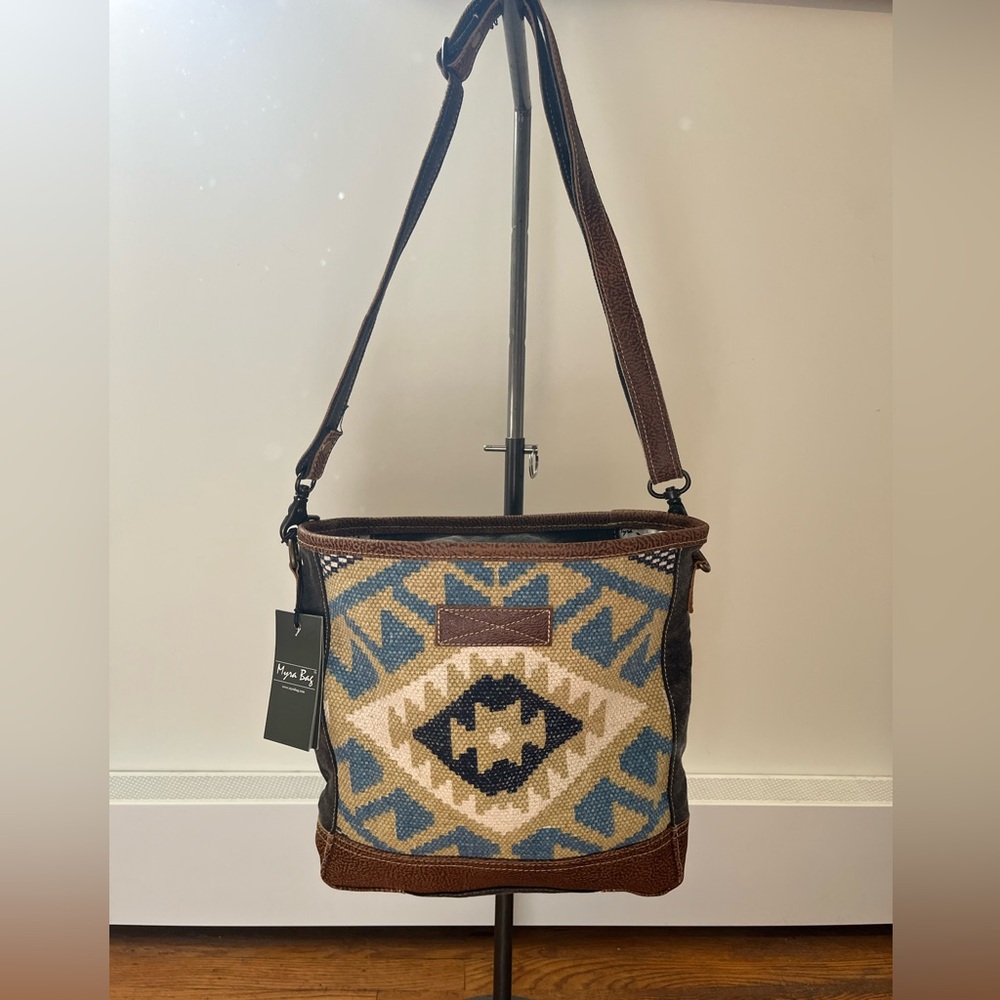 Myra Bag Gray and Brown Textured Handbag